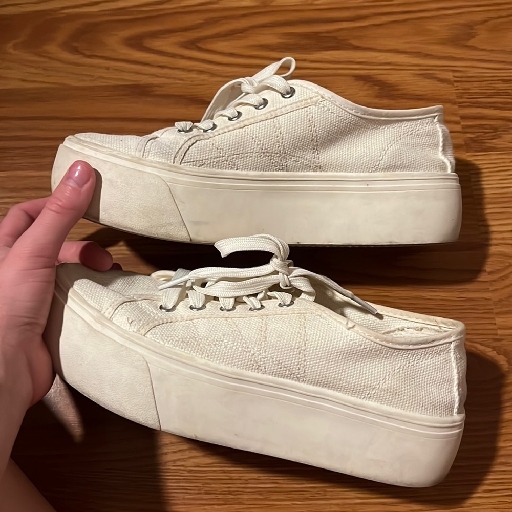 Platform white sneakers